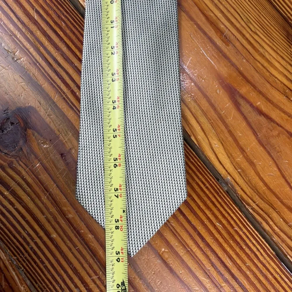 ERMENEGILDO ZEGNA Metallic Gold & Black Woven Silk Tie Made in Italy (Read Desc)